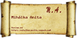 Mihálka Anita névjegykártya
